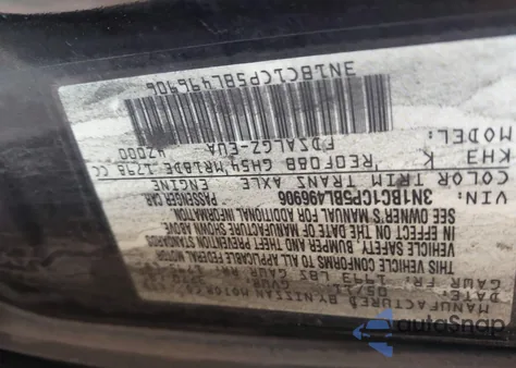 2011 Nissan Versa 1.8Sl from USA, damaged, VIN 3N1BC1CP5BL496906